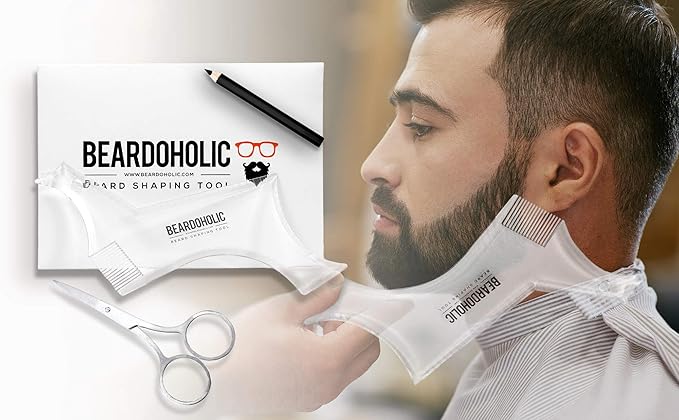 Beardoholic Beard Balm Comb and Shaping Tool Set – 100% All Natural 100% Pearwood – Anti-Static Eliminates Tangles and Ingrown Hairs Itch and Dandruff – Shape and Style Beard With Ease