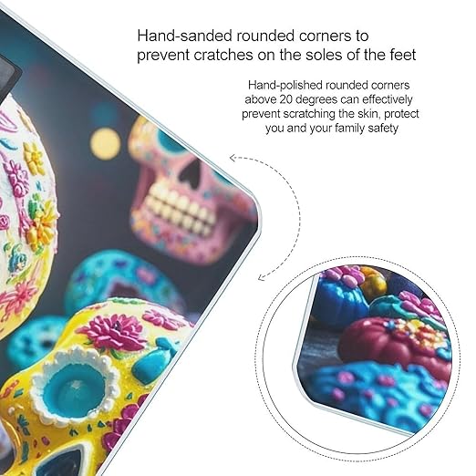 Sugar Skulls Bathroom Scale for Body Weight Bathroom Weighing Scales with Back Lit LED Display Sturdy Tempered Glass Body Weight Bathroom Scale 400lb Weighing