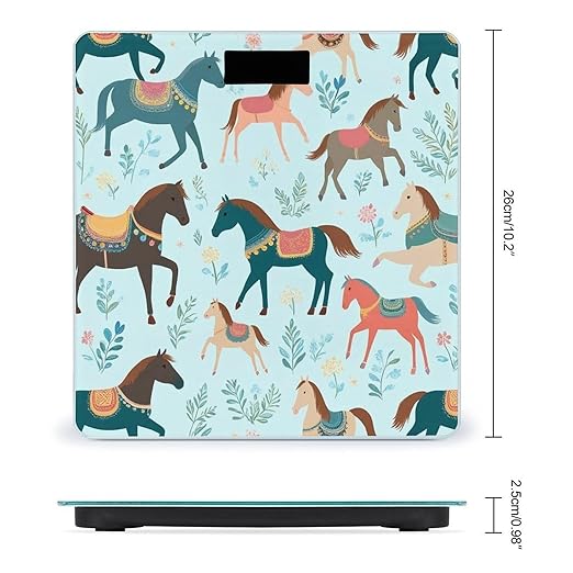 Men's Fashion Automatic Switch Digital Bathroom Weighing Scale Smart Scale Beautiful Flowers Floral Horse Art
