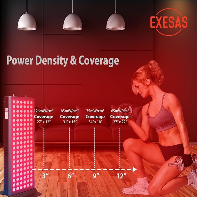 Red Light Therapy Device for Full Body 630nm 660nm 810nm &amp 850nm Near Infrared Dual-Chip Clinical Grade LED Panel for Smooth Skin Weight &amp Pain Management and Overall Wellness (600-Watt 1