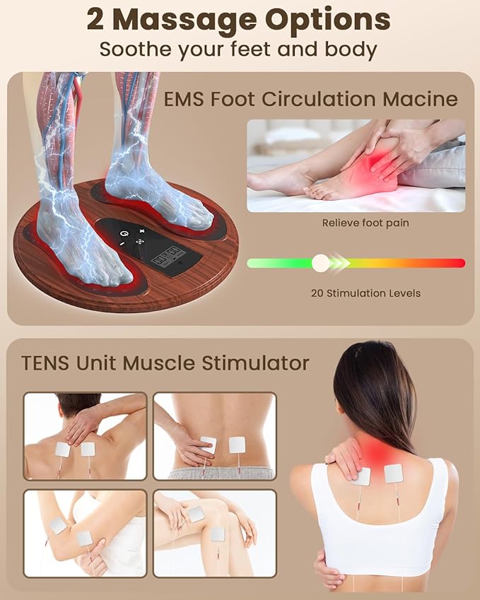 Rechargeable Foot Massager for Neuropathy with 660-850 Red Light Therapy – EMS &ampTENS Foot Stimulator for Neuropathy Electrical Nerve Stimulator Relieve and improve pain and plantar fasciitis