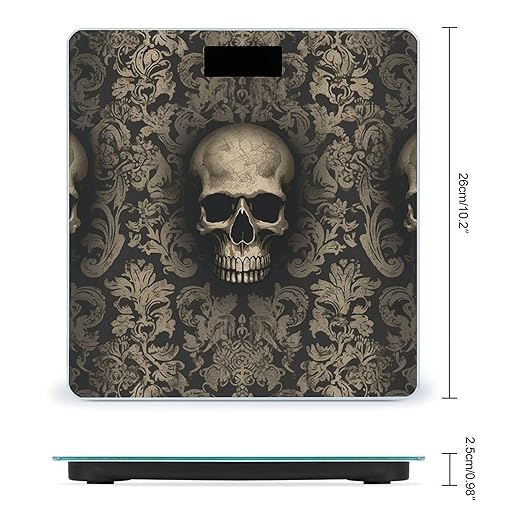 Gothic Wallpaper Skull Scale for Body Weight Highly Accurate Digital Bathroom Scale Sturdy Tempered Glass Weighing Scales with LCD Display Fashion Body Fat Smart Scales 400lb