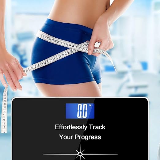 NUTRI FIT Extra-Wide/Ultra-Thick Digital Body Weight Bathroom Scale with 3 Inch Large Easy Read Backlit LCD Display Max Capacity 400lb Step-on Technology Black