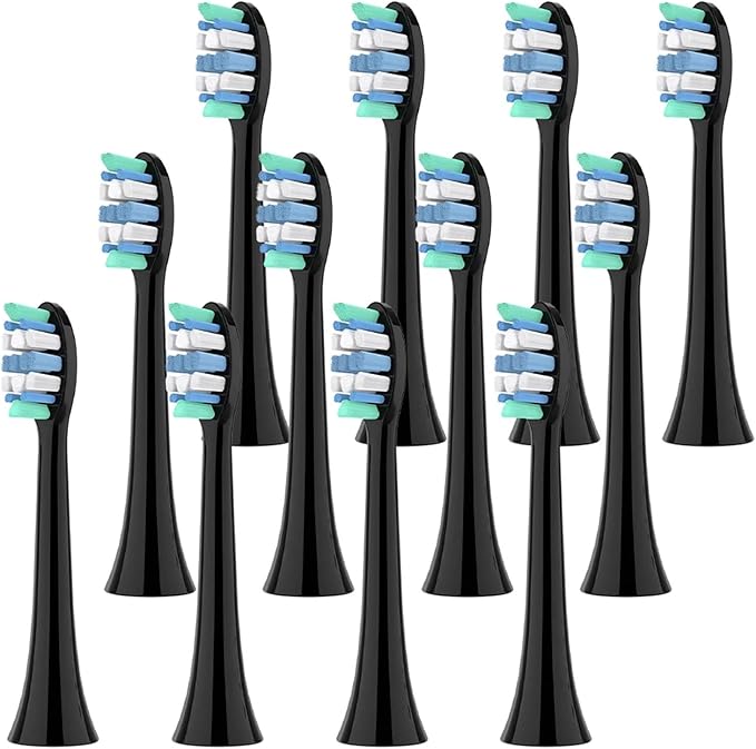 12/20 PcsCompatible for with Electric Toothbrush Replacement Brush Heads Toothbrushes Head Refills for 1100 2100 4100(Black-12 Pcs)