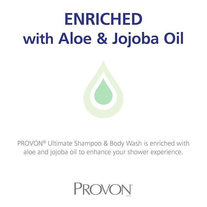 PROVON NXT Ultimate Shampoo and Body Wash Light Herbal Fragrance 1000 mL Wash Refill for PROVON NXT Push-Style Dispenser (Pack of 8) - 3127-08