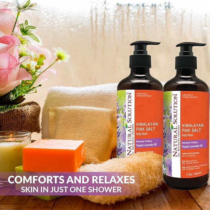 Natural Solution Body Wash Made With Himalayan Pink Salt &amp Organic Lavender Oil Purifying and Transforms The Even Driest Skin in Just One Shower 17 fl oz (6 Count)