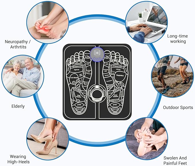 Health Expert Electronic Stimulator and Powered Muscle Stimulation for Pain Relief EMS Foot Massager-2