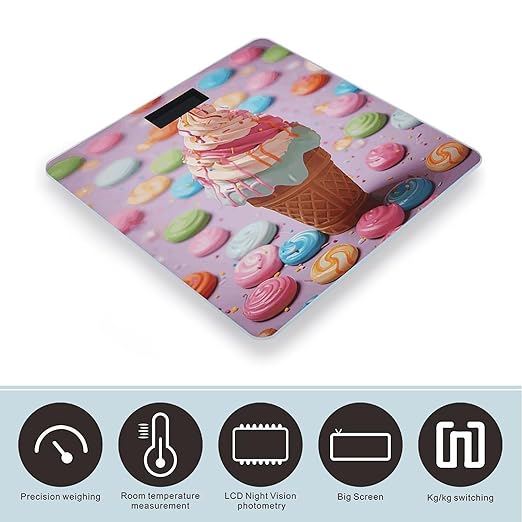 Many Colored Ice Cream Scale for Body Weight Smart Scales Digital Bathroom Scale High Precision Weighing Scales with Large Display Weighing Machine for People