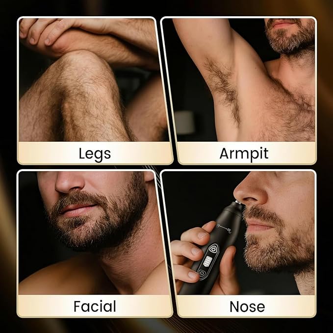 Electric Groin Hair TrimmerNose Hair Trimmer Dual Heads Waterproof Ball Pubic Shaver for Male and FemaleReplaceable Ceramic Blade Heads Wet/Dry Body RazorHusband Gift (Black)