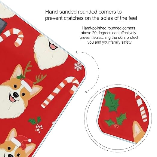 Energy Saving Scale Bathroom Weighing Scale Smart Scale for Body Weight Digital Corgi Dogs Christmas Red