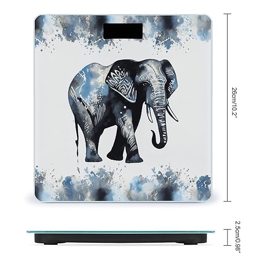Elephant-Blue Black Bathroom Scale for Body Weight Bathroom Digital Electronic Weighing Scale with Back Lit LED Display Sturdy Tempered Glass Weight Watchers Scales 400lb