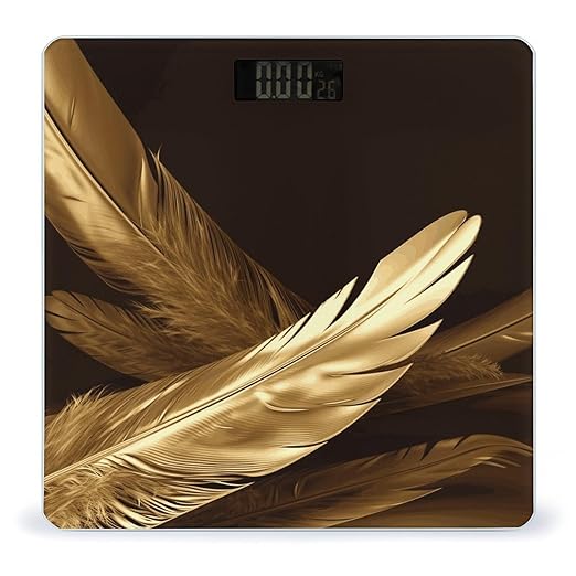 Golden Feathers Digital Bathroom Scale for Body Weight with High Precision Digital Weighing Scale with BMI Clear LCD Display and Step-On Measures Weight Up to 180kg