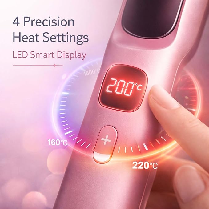 Portable Straightener Brush for Short Hair2026 New Cordless Hair Straightener Brush4 Temperature SettingsCeramic Care Fast Heating Hair Comb Styling Tool for Women Home Use (Pink)