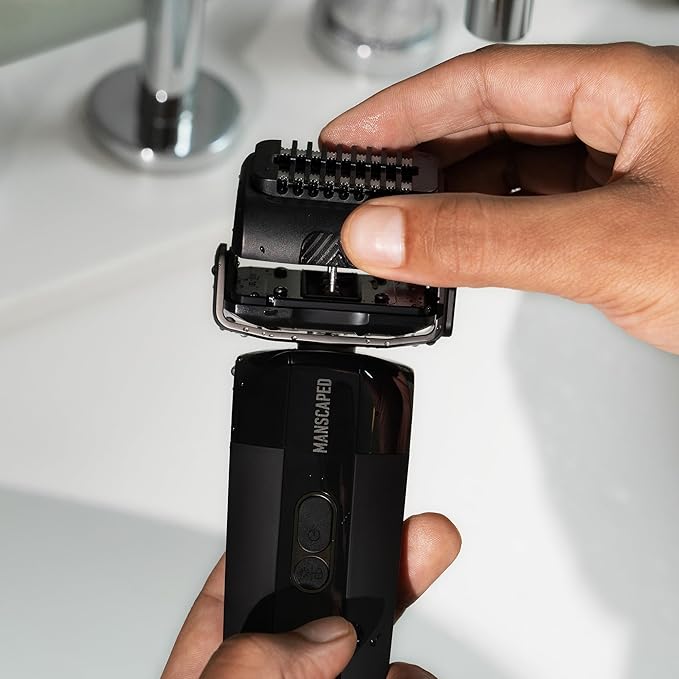 MANSCAPED® The Chairman™ PRO Men’s Replacement Stubble Trimmer Blade - SkinSafe® Stainless Steel Trimmer Blade for Face Shaver with 2 Length-Setting Combs Magnetic Blade Head Attachment (1-Pack)
