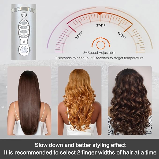 Cordless Hair Straighteners - 5000 mAh Portable Flat Iron Travel Wireless Hair Straightener 2 in 1 with Max. 210℃/410℉ Heats Up in Seconds for Thin-Long &amp Short Hair