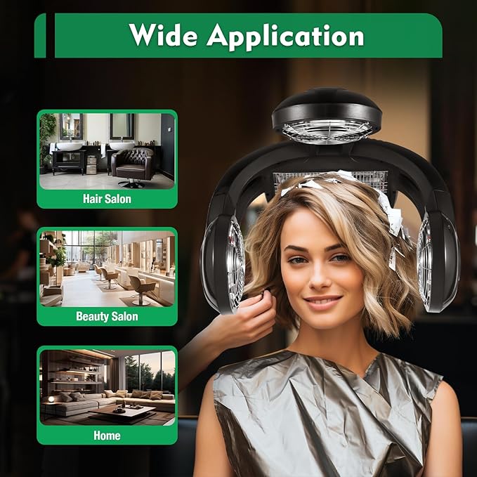 Hair Hood Dryer 1400W Professional Standing Hair Dryer with LCD Display and 5 Universal Wheels Adjustable Height Five Modes Hair Color Processor for Salons Beauty Salons Homes
