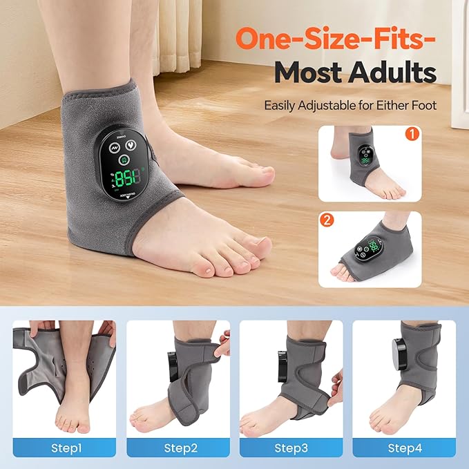 2PCS Cordless Foot Massager for Neuropathy Foot and Ankle Massager for Pain Relief 3000mAh Rechargeable Ankle Heating Pad with Massage for Circulation Gray