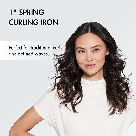 BaByliss Pro Spring Curling Iron Porcelain Ceramic Professional For Multiple Hair Types Reaches 430 Degrees for Loose Long Lasting Curls