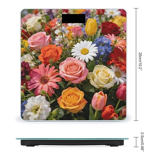 Colorful Fields Weight ScaleClear LED Display Bathroom Digital Weighing ScaleTempered Glass Digital Bathroom Scale for Body Weight Capacity Up to 400 Lbs