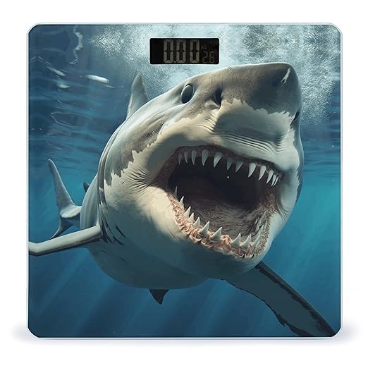 Shark Mouth Bathroom Scale Rounded Smart Scale for Body Weight Automatic Power On/Off Weight Scales Accurate Bathroom Digital Scales for Pet Home Bedroom Kitchen