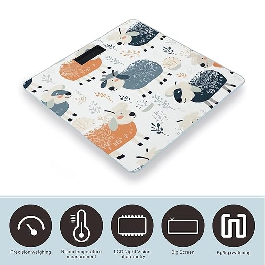 Digital Bathroom Scale for Body Weight Scale with Bright LCD Display High Accuracy Step-On Technology Auto On/Off White Cartoon Sheep Digital Scales 400 Lbs /180kg