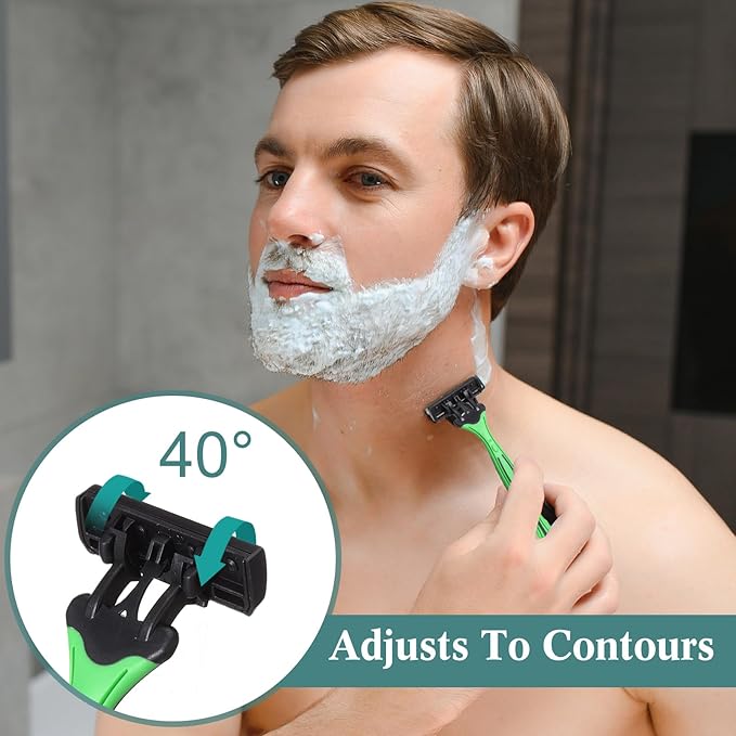 32 Pcs Men's Disposable Razors Bulk 3 Blade Shaving Razors for Sensitive Skin Comfortable Head Shave Easter Gifts