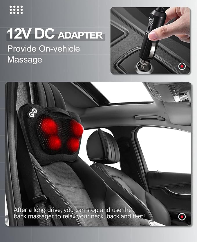 VIKTOR JURGEN Back Massager Neck Massager with Heat Massage Pillow Gifts for Mothers Day &amp Fathers Day Electric Shiatsu Shoulder Massager Deep Kneading Massager for Back Pain Neck Pain