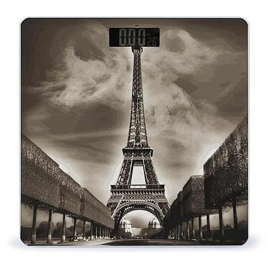 Paris Eiffel Tower Weight Scale Digital Electronic Scales Bathroom Scale Larg LCD Backlight Display High Precision MeasurementsTempered Glass