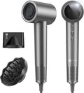 slopehill 110000 RPM Professional Hair Dryer - 0.8lb Ultra-Lightweight 2 Billion Ion Technology for 98% Frizz Reduction AI Smart-Temp Control Magnetic Attachments for All Hair Types (Dark Grey)