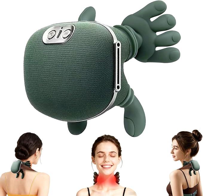 Neck Massager Shiatsu Neck and Back Massager with Heat 4D Kneading Simulated Human Hand Design Electric Deep Tissue Massage Portable Body Massager for Shoulder Pain Relief &amp Muscle Relax