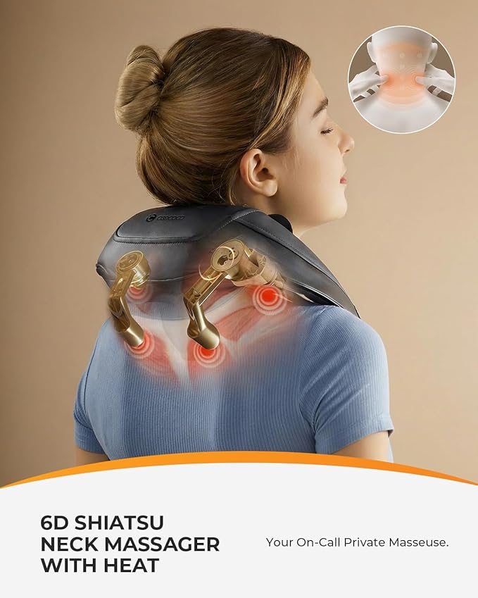 CooCoCo Cordless Neck Massager with Heat[Remote] FSA Eligible Shiatsu Back Massager for Pain Relief Deep Tissue Upgraded Heating HSA Store Approved Neck and Shoulder Massager for Men Women Dad Mom