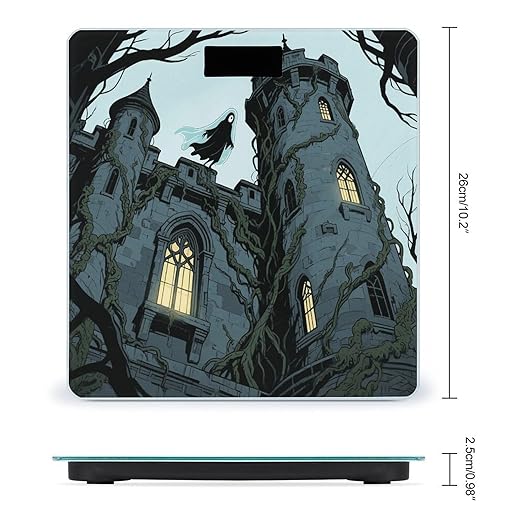 Ghost Castle Bathroom Scale for Body Weight Bathroom Digital Electronic Weighing Scale with Back Lit LED Display Sturdy Tempered Glass Weight Watchers Scales 400lb