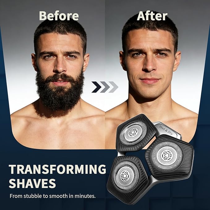 SH71/50 Replacement Shaving Heads Compatible with Phili*s Series S5000 (S5XXX) &amp S7000 (S7XXX) Shavers-Fits SH60/70 SH70/70 Models (Black-2pcs)