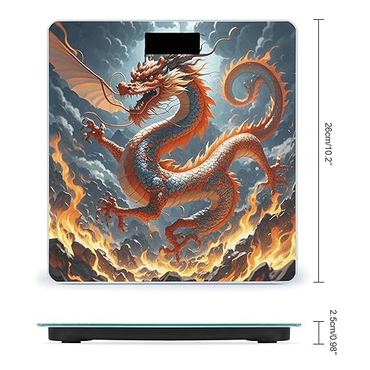 Fire Chinese Dragon Scale for Body Weight Digital Bathroom Scale Toughened Glass High Precision Scales for Body Weight with Large LCD Backlight Display Weight Scales