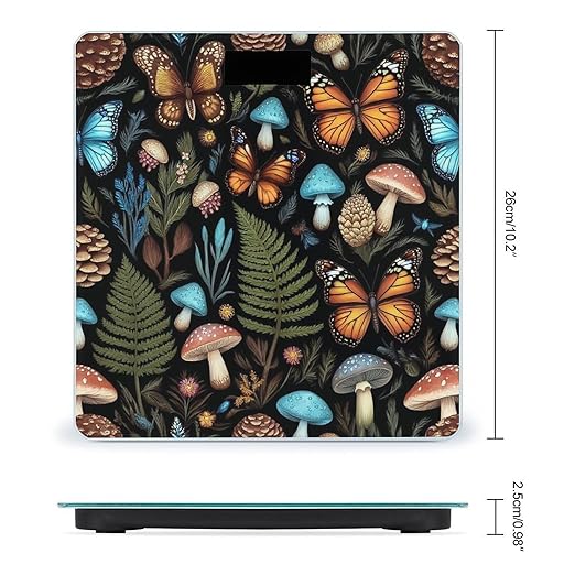 Women's Fashion Automatic Switch Digital Bathroom Weighing Scale Smart Scale Goth Moon Frogs Moth Magical Mushroom Leaves