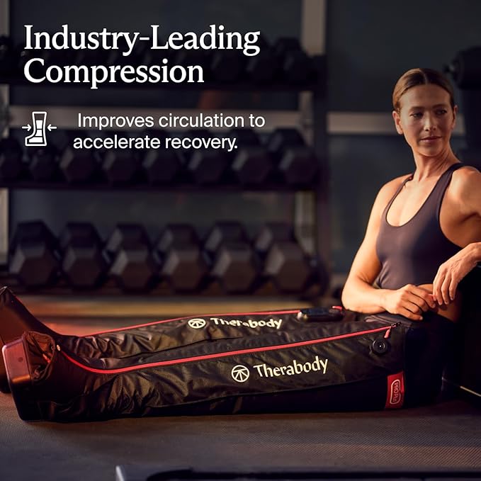 Therabody JetBoots PRO Plus - Wireless Compression Boots with Vibration &amp Light Therapy - Muscle Recovery Pneumatic Leg Compression Sleeve to Recover Faster Relieve Muscle &amp Joint Pain (Shor