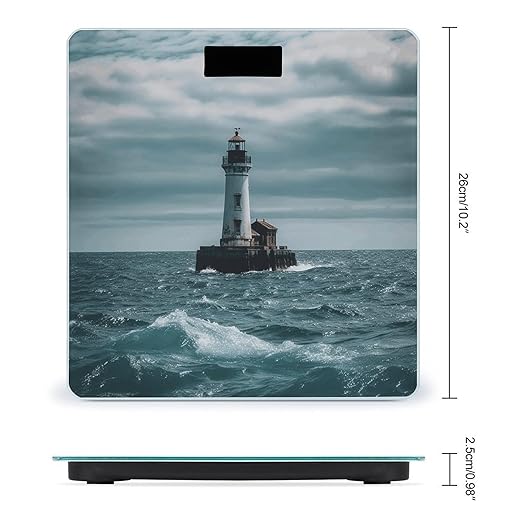 Lighthouse OceanScale for Body Weight with LCD High Precision Weighing Scales Fashion Sturdy Tempered Glass Weight Scales Easy-to-Read Digital Bathroom Scale for Daily 400lb