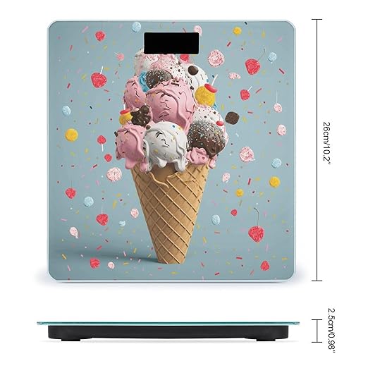Sweet Ice Cream Bathroom Scale Large LCD Backlight Display Digital Scale Rounded Corners Body Scales Automatic Power On/Off Bathroom Scales for Home Bedrooms