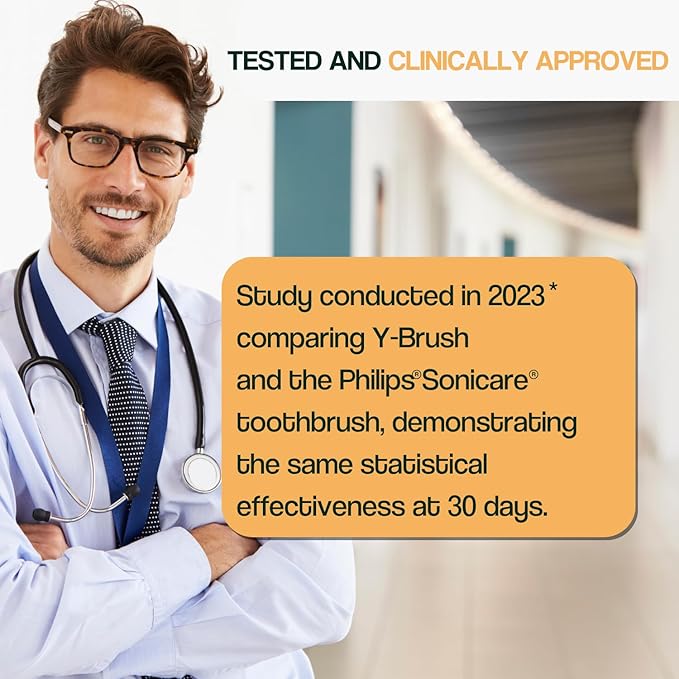 Y-Brush KidsBrush - Electric Toothbrush for Kids 4-12 yo - Y-Shaped Brush - Innovation Awards at CES 2 Months Battery Life - Clinically Proven