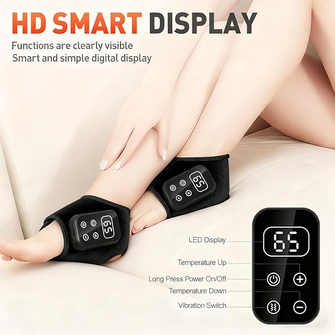 Foot Nerve Stimulator Portable Electric Massager Wrap White Battery Powered Adjustable Intensity Compression Therapy for Circulation Improvement