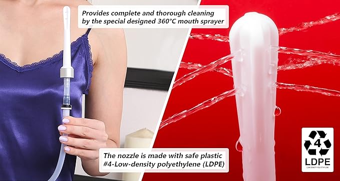 2 Large Opening Vaginal Douche Bottle with Back-Flow Prevention - Vaginal Douche for Women Comes with A Wrench Free of PVC &amp Phthalates &amp BPAs 15 Fl Oz White