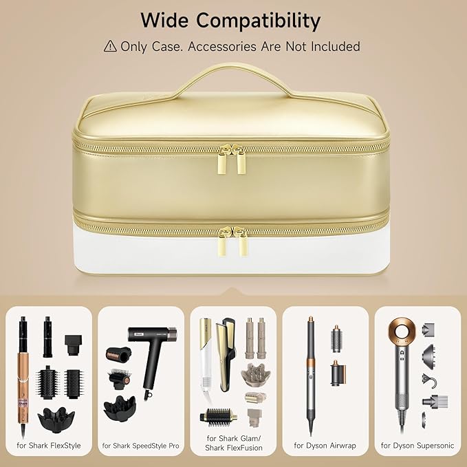 Travel Hair Dryer Case for Shark Glam Portable Hair Tools Bag for Shark FlexFusion Double-Layer Storage Carrying Case for Shark FlexStyle Blow Dryer Silki Straightener &amp Glossi Attachments Hold