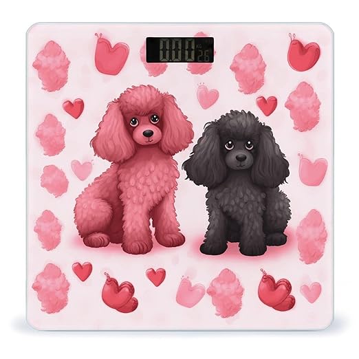 Pink Poodles Dogs Weight Scale Large Bathroom Scales Digital Weight with Bright LED Display Non Slip Automatic Weighing Scale Fashion Weighing Machine for Body