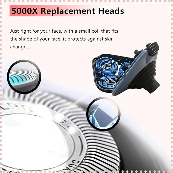 Replacement Heads Compatible with Philips Norelco 5000X Series Shavers for Norelco 5000x Replacement Heads Fits Models X5000X5001X5009 X5101 X5102X5002X5003X5005