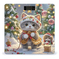 Cute Cat Sing Christmas Carols Bathroom Scale for Body Weight with High Precision Large LCD Backlight Display Digital Weighing Scale with BMI Capacity Up to 180kg