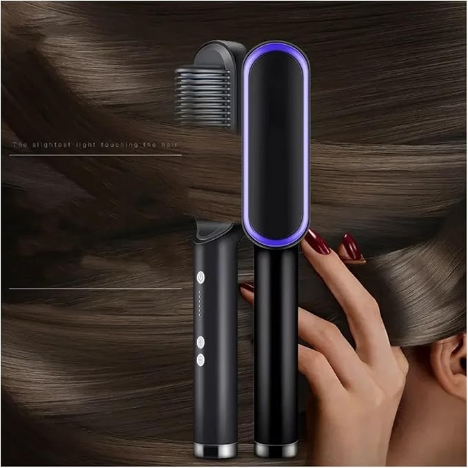 Five Temperature for Quick Heating of The Straight Hair Brush(LCD BlcakUS)