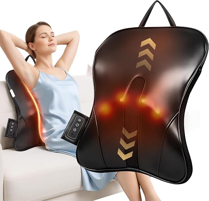 Wireless 2000mAh Shiatsu Neck and Back Massager with Heat3D Kneading Up &amp Down Rolling for Neck BackShoulder Pain ReliefPortable Deep Tissue Massage Pillow for HomeOfficeCar UseGift for Mom