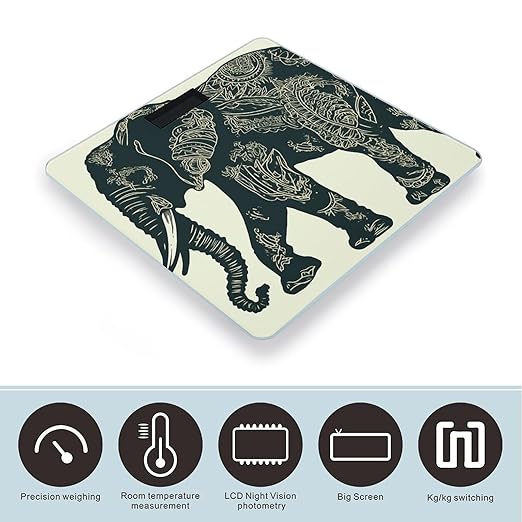 Elephant Digital Bathroom Scale for Body Weight Weighing Scale with Backlit LCD Display High Precision Measurements &amp Measures Weight Up to 180kg