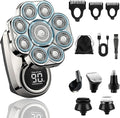 9.0 Shaver 2026 Upgrade 9.0 Ultra Shaver 9D Floating Blade Heads 6-in-1 Electric Razor Ipx7 Waterproof Led Display Rechargeable Head Shavers for Bald Men with USB-C Fast Charge