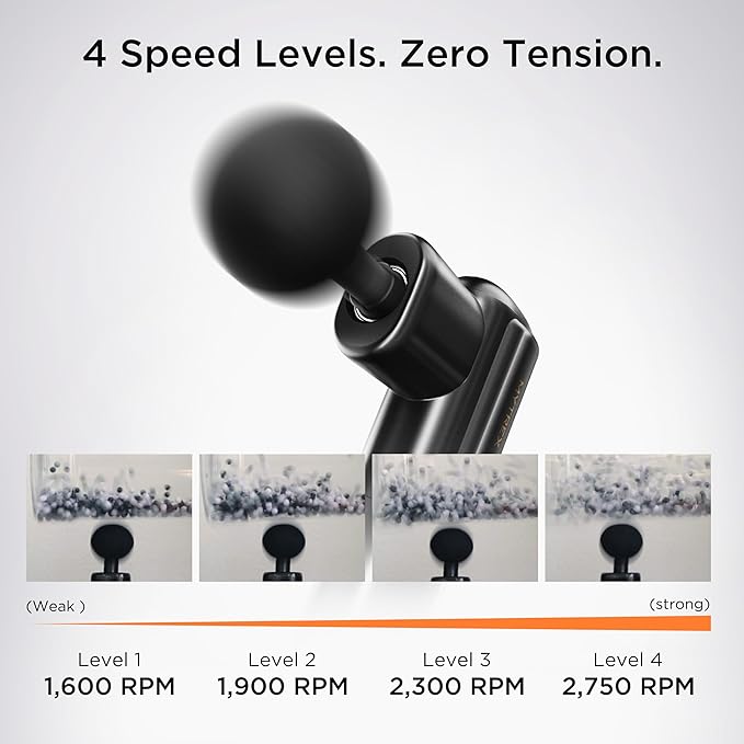 Mini Massage Gun Portable Deep Tissue Percussion Massager with 4 Heads Ultra-Quiet Lightweight 205g for Neck &amp Back Home Office &amp Travel (White)